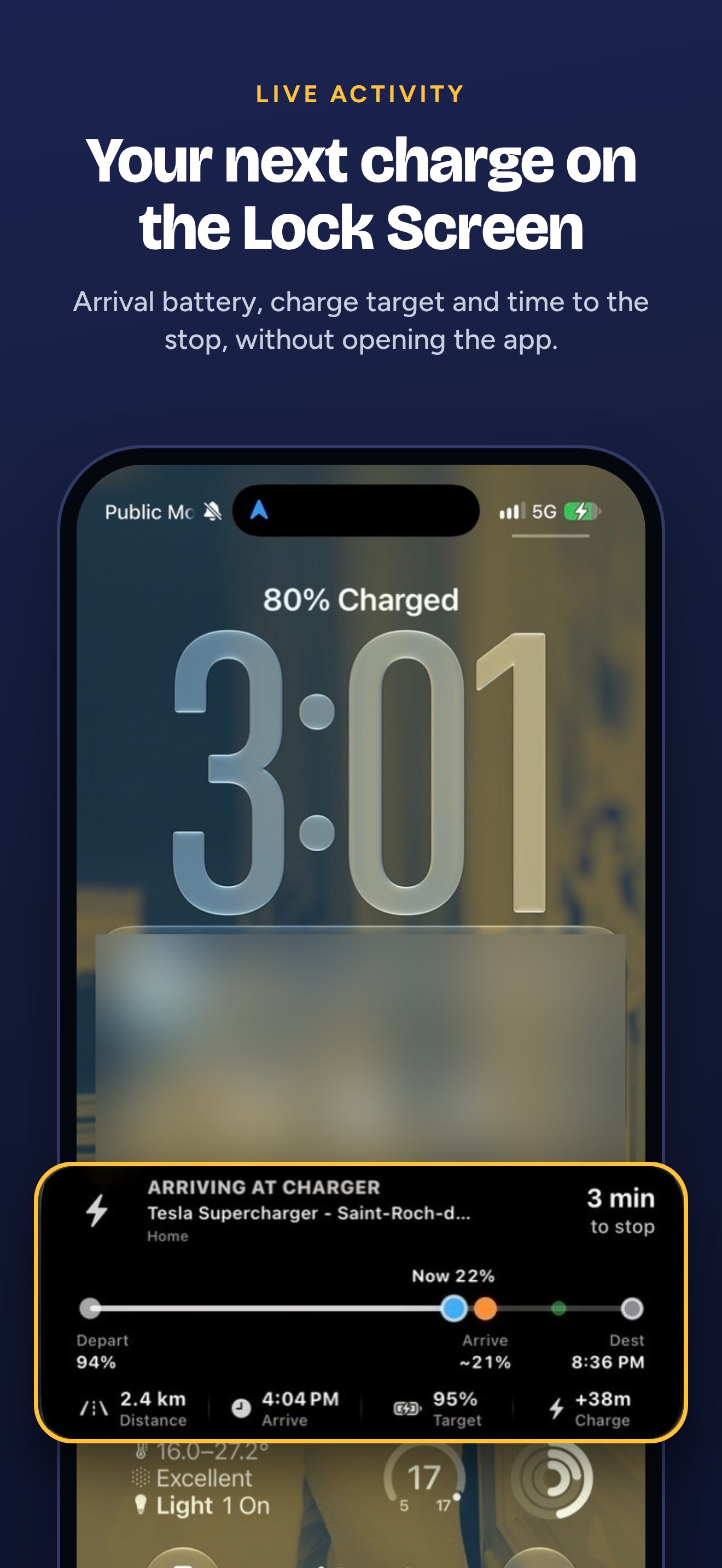 Your next charge on the Lock Screen as a Live Activity